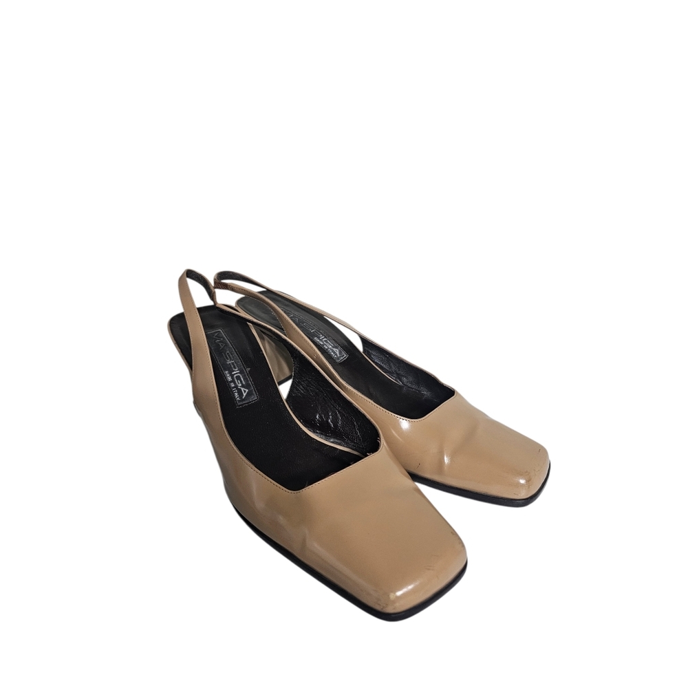 Via Spiga Slingback Pumps Tan Leather 9 M